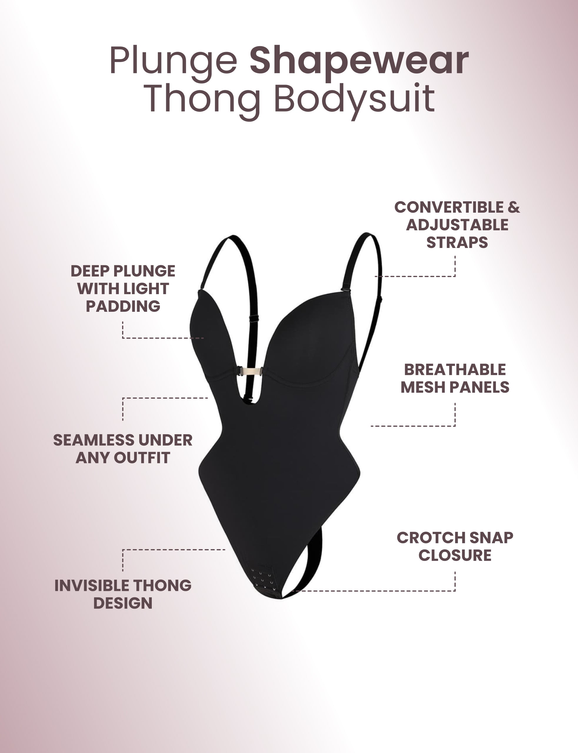 Body modelador de cintura alta com decote profundo