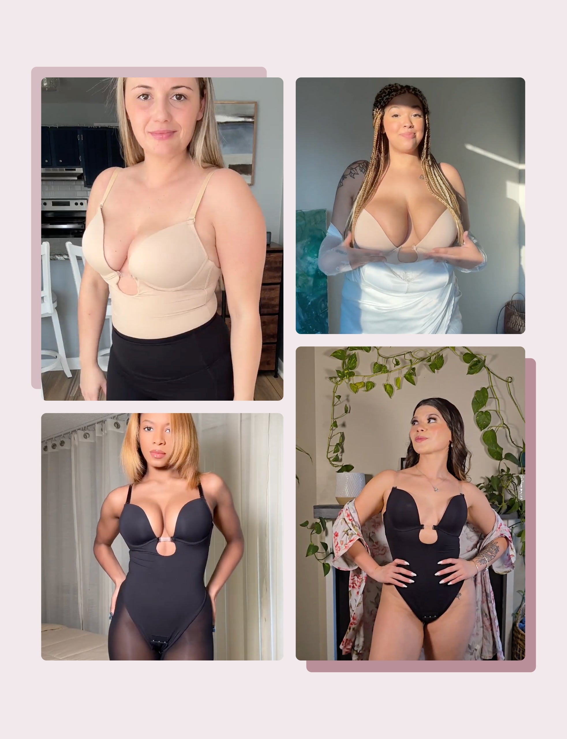 Body modelador de cintura alta com decote profundo